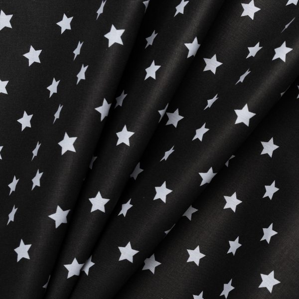 Popelina Estrelas Grandes Preto